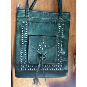 handmade Berber Moroccan leather handbag.